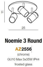 Plafoniera cu 3 Spoturi directionabile pentru baie NOEMIE Round