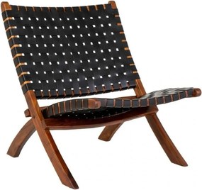 Fotoliu din piele neagră cu țesătură Perugia - House Nordic