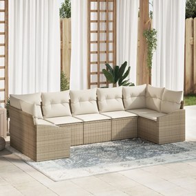 vidaXL Set de canapele pentru grădină 7 pcs Bej Rattan poli