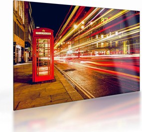 Tablou pe sticlă cu căsuța telefonică roșie din Londra (70x50 cm)