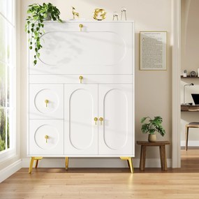 Bufet modern cu uși pliante, Alb | Aosom Romania