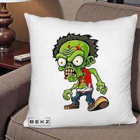 Perna Decorativa Zombie Halloween, 40x40 cm, Alb Pufos, Husa Detasabila, Perna Inclusa, BEKZ®