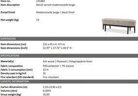 Bancheta eleganta design LUX Jarrett, Mademoiselle beige