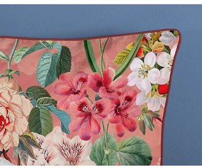 Lenjerie de pat din bumbac organic pentru pat de o persoană Descanso Flowery, 140 x 220 cm, portocaliu