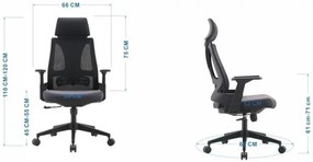 RESIGILAT- Scaun ergonomic Walker 3285, spătar mesh, sezut piele ecologica, Negru