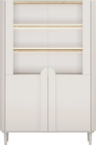 Vitrină cu picioare Amilio 100 cm, două uși - cașmir / stejar uleiat / mânere cașmir