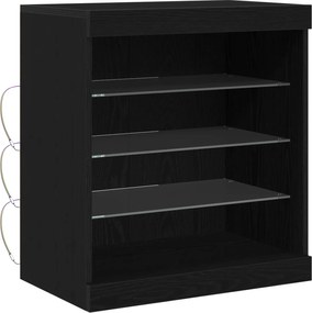 vidaXL Bufet LED Stejar Negru 60,5 x 37 x 67 cm Lemn compozit