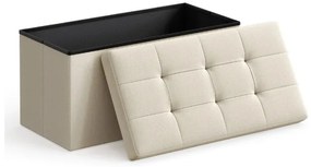 Taburet cu spatiu depozitare OTTOMAN 76x38 cm, crem