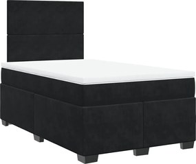 vidaXL Pat box spring cu saltea, negru, 120x190 cm, catifea