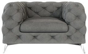 Fotoliu gri cu tapițerie din catifea Chelsea – Ropez