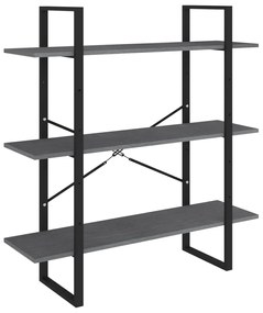 806554 vidaXL Bibliotecă cu 3 rafturi, gri, 100x30x105 cm, lemn masiv de pin