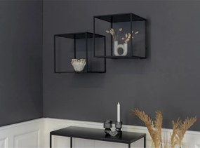 Raft de perete Vita, negru, cadru negru 36x36x36 cm