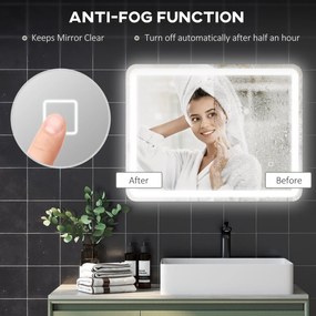 kleankin Oglinda pentru baie cu lumini LED, 70 x 50 cm | Aosom Romania