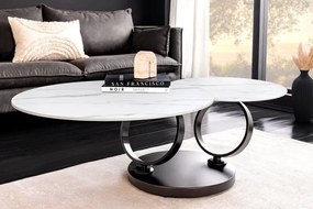 Masuta de cafea moderna cu doua blaturi rotative din ceramica DANCING RINGS 80-135cm