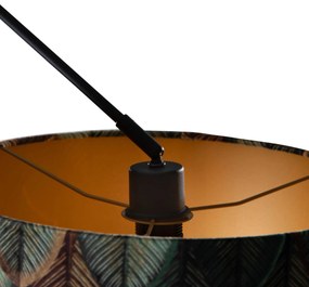 Lampă suspendată neagră cu abajur de catifea cu design de frunze cu interior auriu 40/40/40 - Blitz