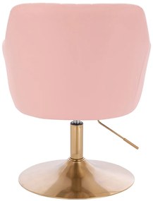 HC190N Scaun Roz din Piele Ecologica cu Bază Aurie