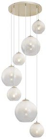 Lampă suspendată Art Deco bej cu sticlă albă 7 lumini - Sandra