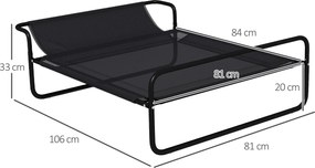 PawHut Pat Ridicat pentru Câini, Pat de Camping pentru Câini și Pisici cu Tetieră, Material Texteline Respirabil, pentru Interior și Exterior, 106 x 81 x 33 cm, Negru | Aosom Romania