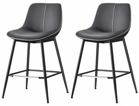 Set 2 scaune de bar, 50 x 49,5 x 87,5 cm, metal / piele ecologica, negru, Vasagle