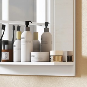 HOMCOM Oglindă de baie 50 x 60 cm, oglindă de perete cu raft, pentru intrare, hol, alb | Aosom Romania