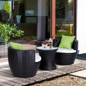 Set Mobilier Gradina Outsunny, Ratan cu 3 Piese si Perne Decorative, Maro inchis | Aosom RO