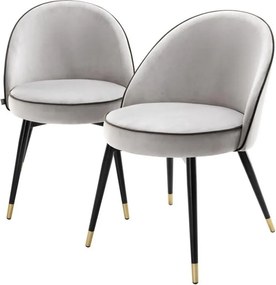 Set de 2 scaune elegante design LUX Cooper, catifea gri deschis 113124 HZ