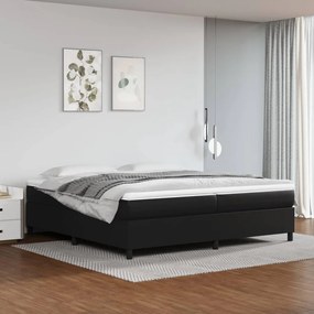 3144626 vidaXL Pat box spring cu saltea, negru, 200x200 cm, piele ecologică