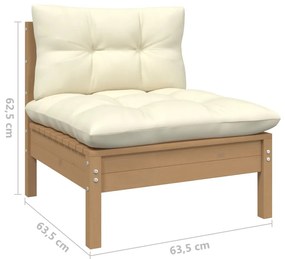 Set mobilier gradina cu perne, 8 piese, maro miere, lemn de pin maro miere, 1