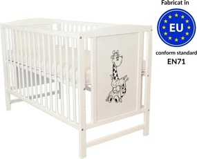 RESIGILAT Patut din lemn masiv 120x60 cm Bria alb, reglabil pe 3 nivele, certificat EN71