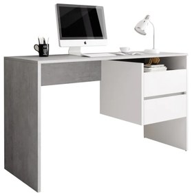 Masă PC, beton/Alb mat, TULIO