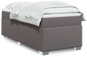 3285199 vidaXL Pat box spring cu saltea, gri, 100x200 cm, piele ecologică