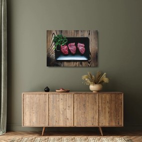 Tablou pe sticlă cu carne pe farfurie (70x50 cm)