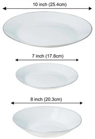 Set farfurii Kinghoff KH 1877, 18 piese, 6 persoane, Opal, Alb/Argintiu