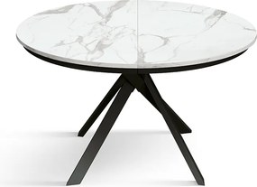 Masa rotunda extensibila Lila, blat Alb Marmorat Ø 120 cm