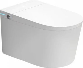 Smart WC G02 – Vas de Toaletă Inteligent Suspendat cu deschidere automată, sterilizare UV, capac încălzit, uscare cu aer cald, afișaj LED, evacuare P-Trap, Alb