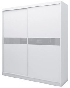 Supermobel Dulap cu uși glisante TANNA, alb/sticlă gri, 200x216x61