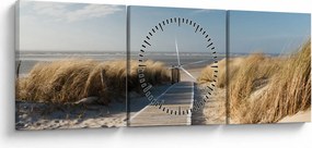 Tablou - Plaja cu nisip de pe insula Langeoog, Germania (cu ceas) (90x30 cm)