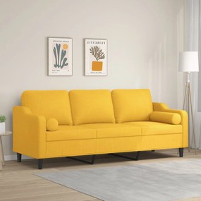 3153044 vidaXL Canapea 3 locuri cu perne&pernuțe galben deschis 210 cm textil