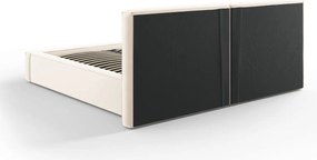 Pat tapitat cu tablie si lada depozitare, Jodie, Micadoni Home, BL, 180x200 cm, catifea, bej deschis