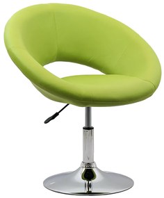 Scaun lounge verde din piele ecologică cu cadru cromat, rezistent REL 218
