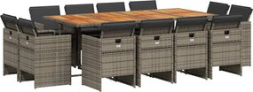 vidaXL Set mobilier de grădină cu perne, 13 piese, gri, poliratan