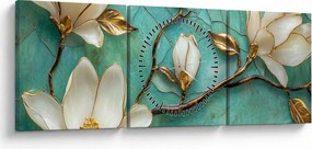 Tablou - Magnolii 3D (cu ceas) (90x30 cm)