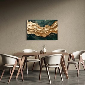 Tablou - Abstracție verde cu auriu II. (90x60 cm)