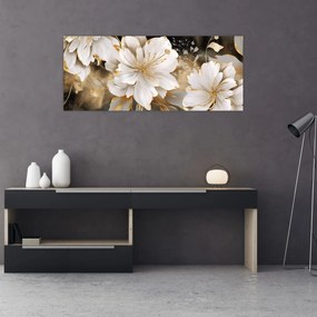 Tablou - Flori în aur (120x50 cm)