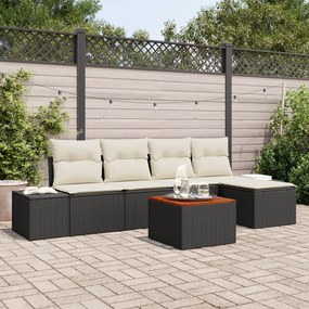 vidaXL Set de canapele pentru grădină 6 pcs Negru și alb