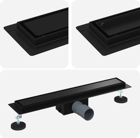 vidaXL 2 în 1 Drenaj pentru duș Negru 50 cm Oțel inoxidabil 304