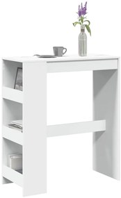 vidaXL Masă de bar cu rafturi, alb, 90x40x103,5 cm, lemn prelucrat
