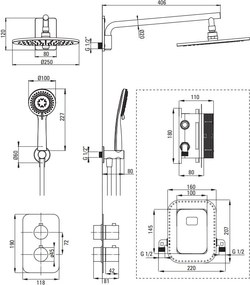 Set de duș cu baterie termostatata BXYZGEBT Finisaj: auriu
