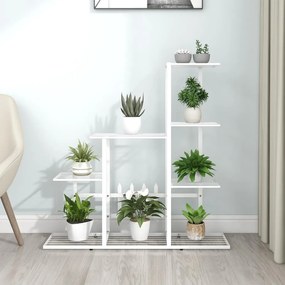vidaXL Suport pentru flori, 94,5x25x88 cm, alb, metal