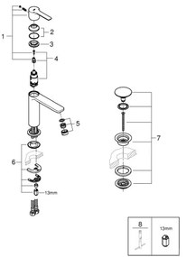 GROHE 23106DC1 - Baterie lavoar LINEARE DN 15, inox
